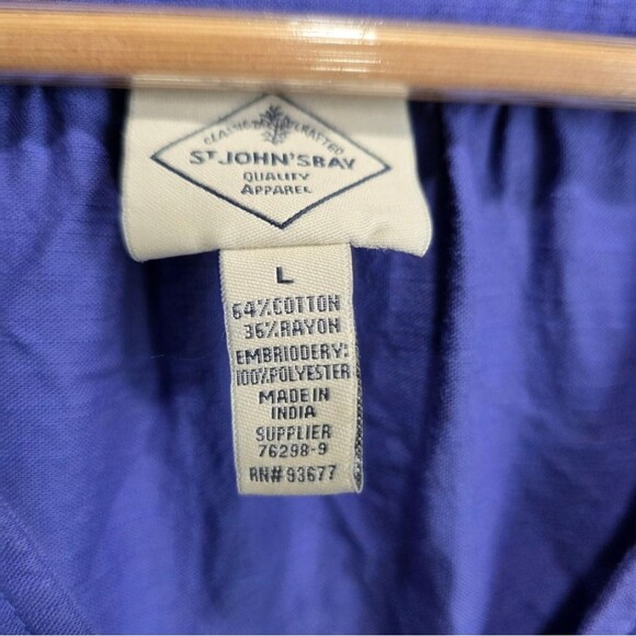 St. John's Bay Sleeveless Scalloped Embroidered A-Line Dress Cotton Sz L Purple - Picture 4 of 8